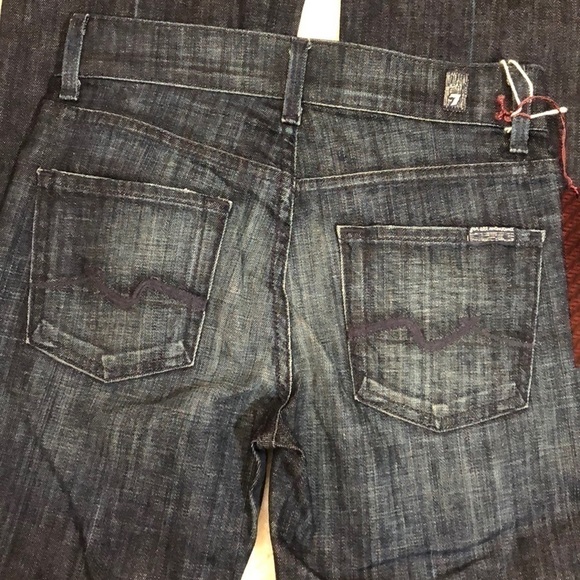 New - Vintage 80's Style 7 For All Mankind High Waist Dark Wash Boot Cut Jeans - Picture 6 of 8